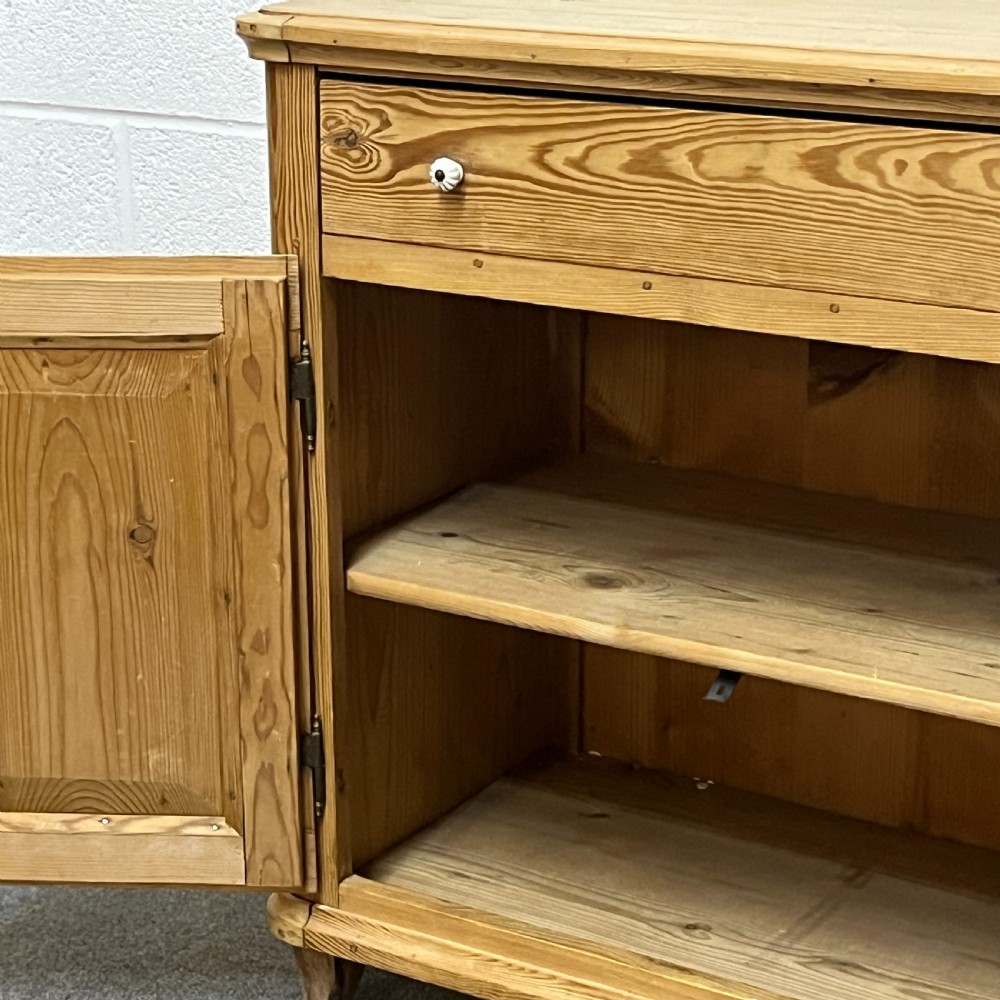 Small Waxed 2 Door Antique Pine Cupboard With Top Drawer View VII