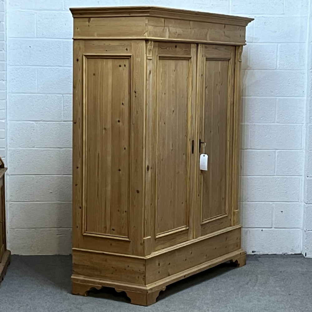 Double East German Antique Pine Wardrobe (Dismantles) View II