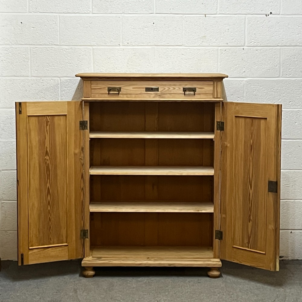 Tall Slim Antique Pine Cupboard With Top Drawer View VI