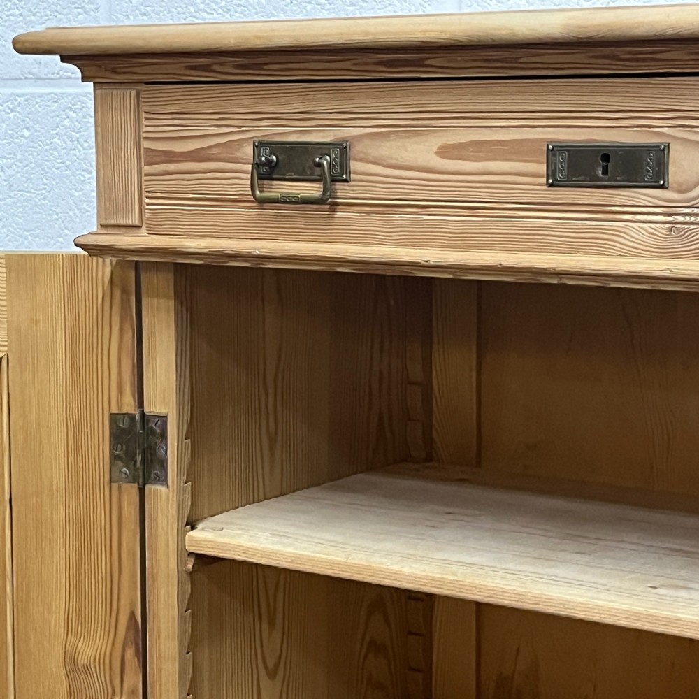 Tall Slim Antique Pine Cupboard With Top Drawer View VII