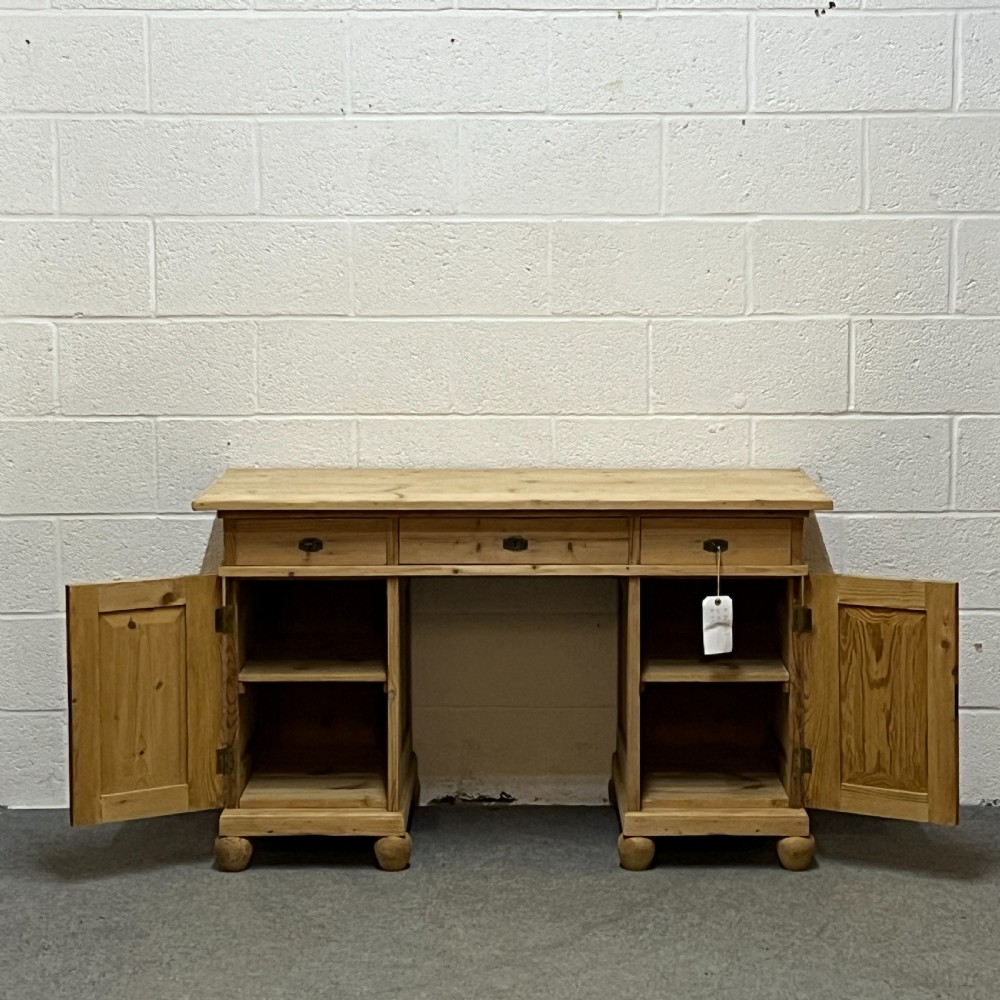 Antique Pine Pedestal Desk View II