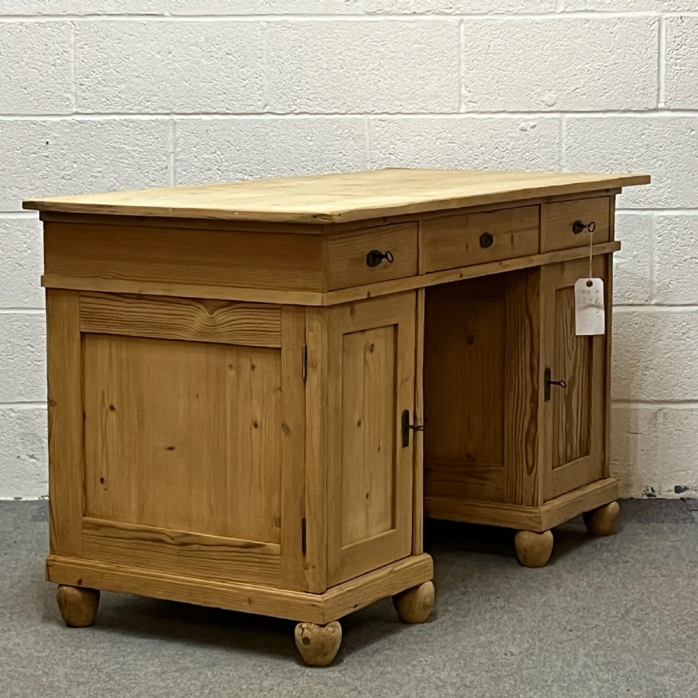 Antique Pine Pedestal Desk View IV
