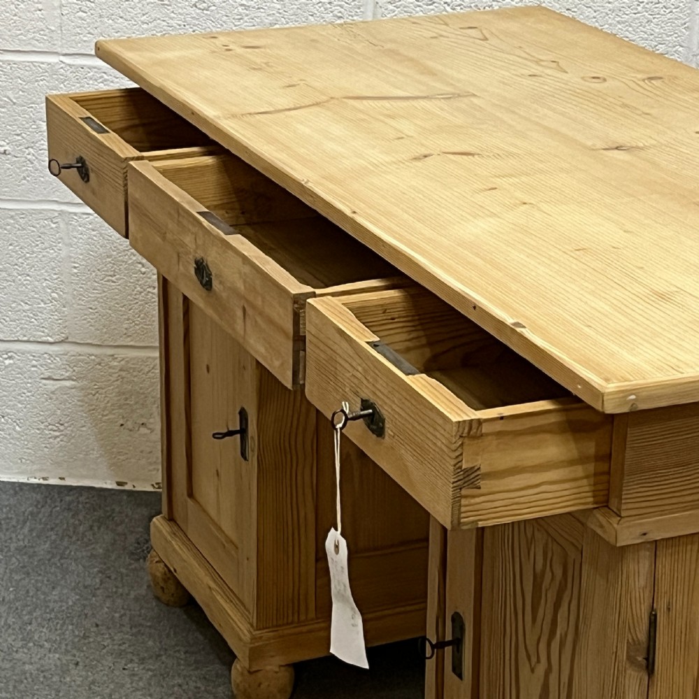 Antique Pine Pedestal Desk View V