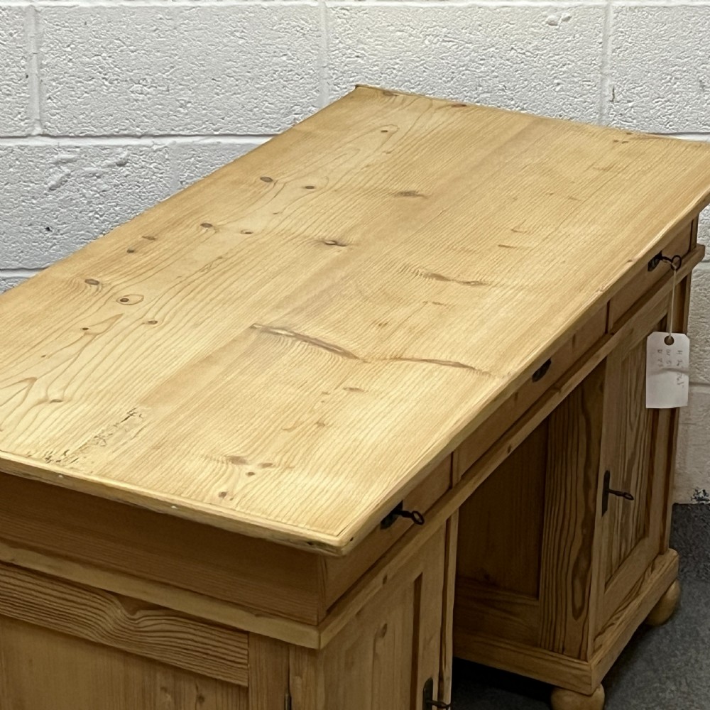 Antique Pine Pedestal Desk View VI