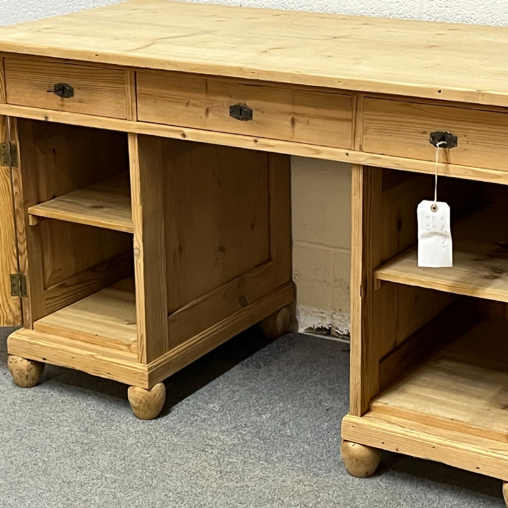 Antique Pine Pedestal Desk View VII
