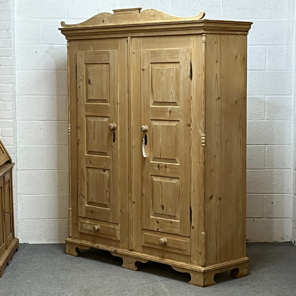 Large Antique Pine Wardrobe (Separates Into 2 Sections For Delivery) View II