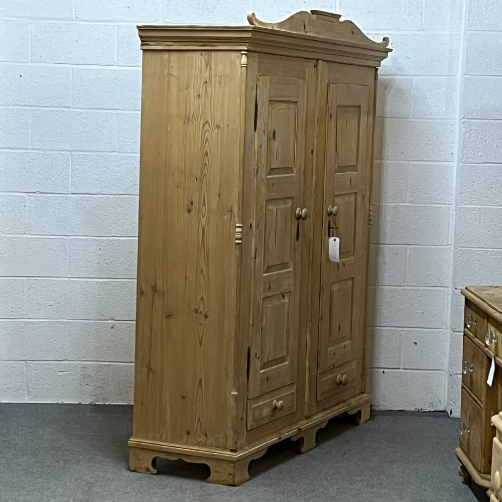 Large Antique Pine Wardrobe (Separates Into 2 Sections For Delivery) View III