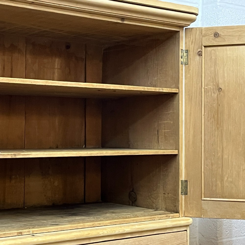 Stunning Tall Victorian Pine Linen Press With Drawers View X
