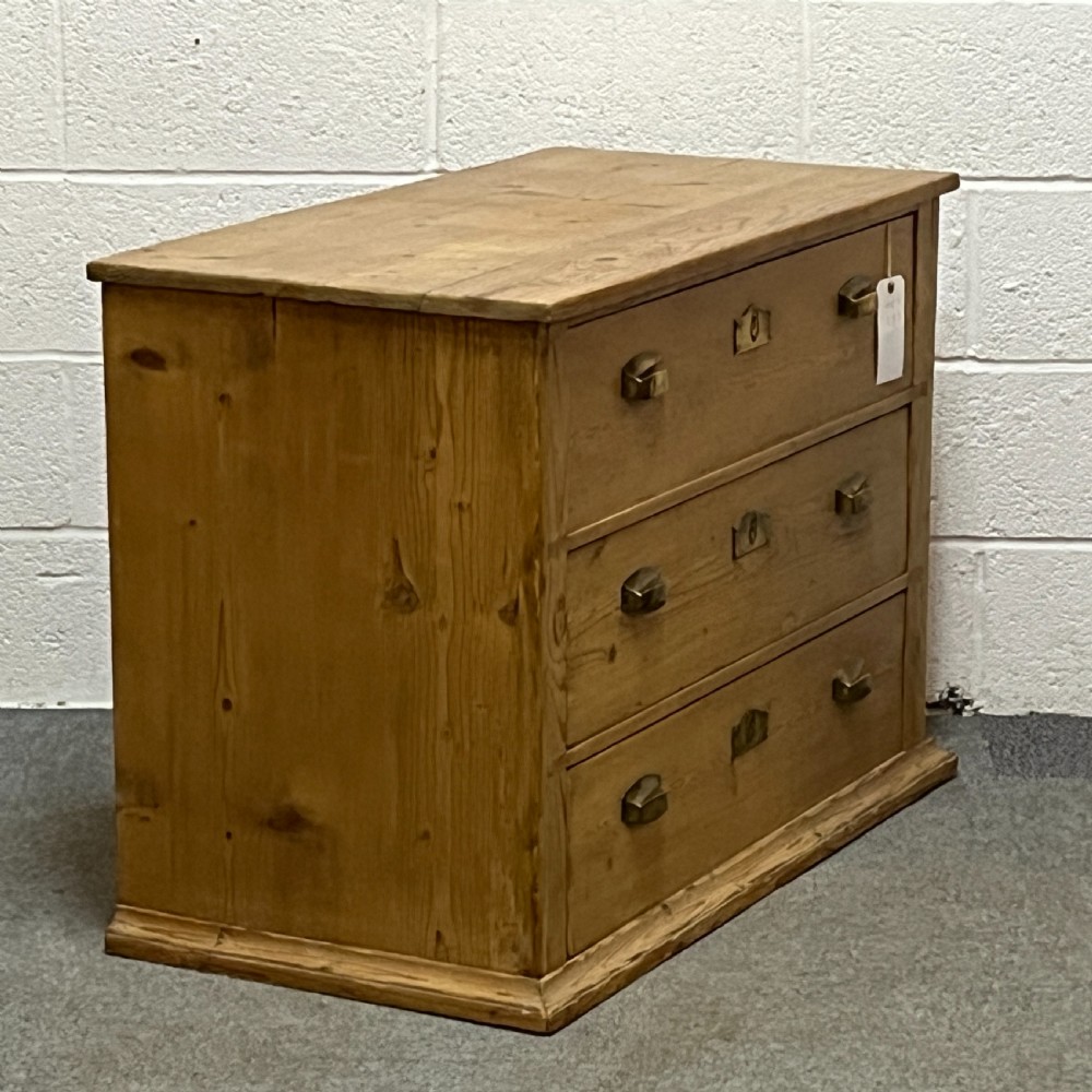Waxed Antique Pine Chest Of 3 Drawers View II