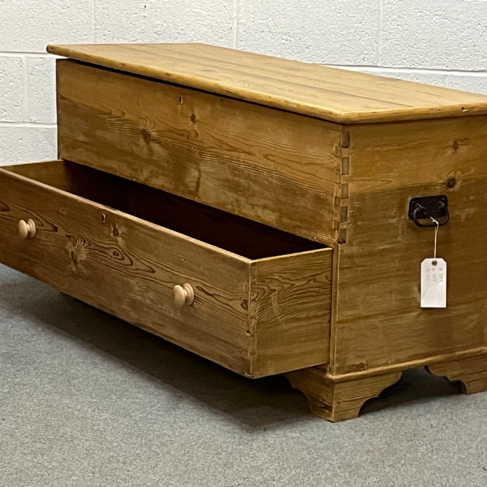 Very Large Antique Pine Mule Chest View V
