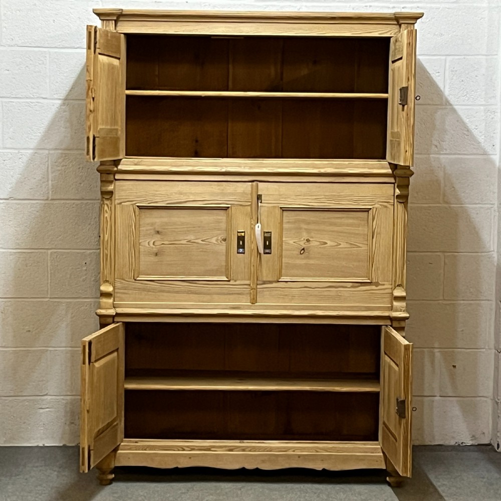 Large Antique Pine Campaign Cupboard Internal Drawers Writing Slope View IV
