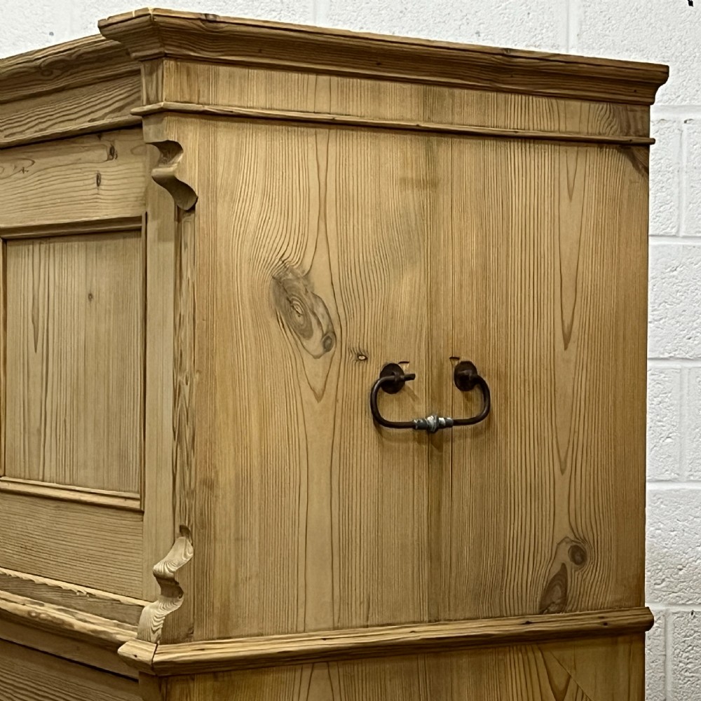 Large Antique Pine Campaign Cupboard Internal Drawers Writing Slope View VI