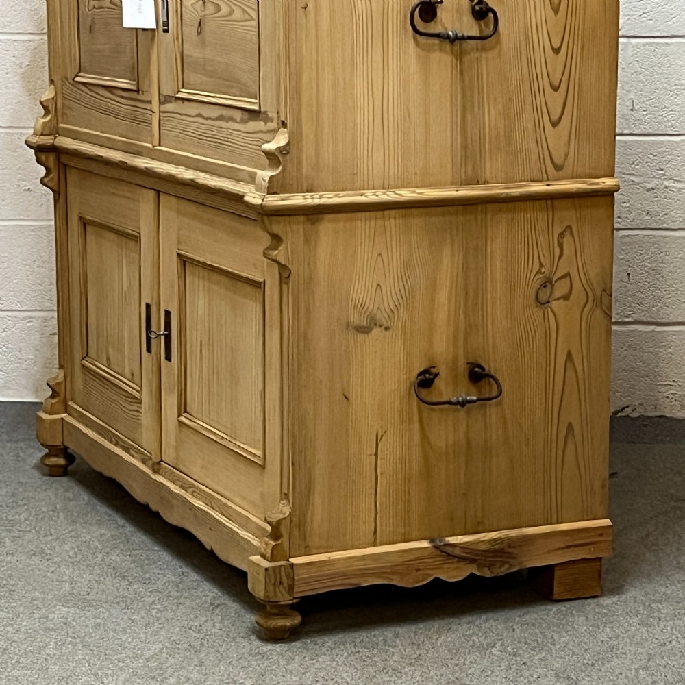 Large Antique Pine Campaign Cupboard Internal Drawers Writing Slope View VII