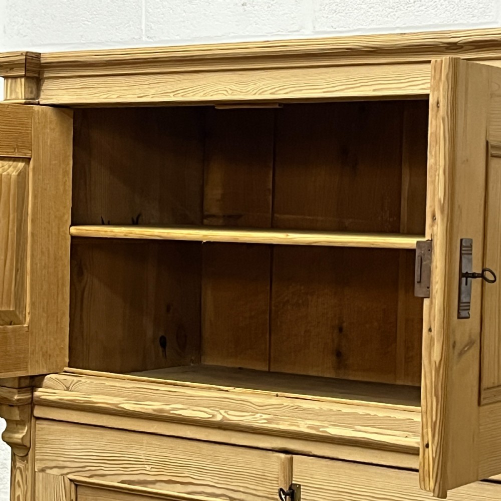 Large Antique Pine Campaign Cupboard Internal Drawers Writing Slope View VIII