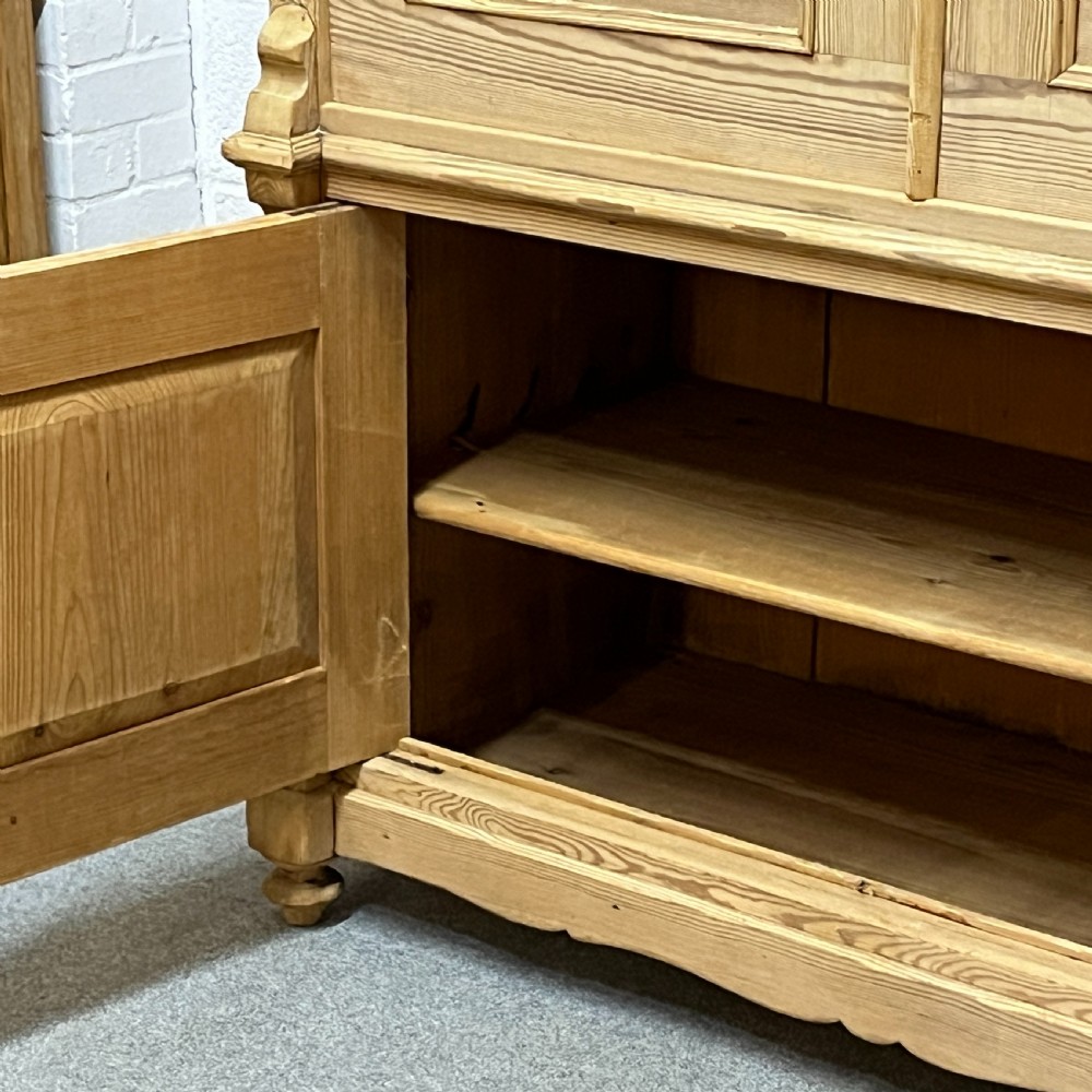 Large Antique Pine Campaign Cupboard Internal Drawers Writing Slope View XIII