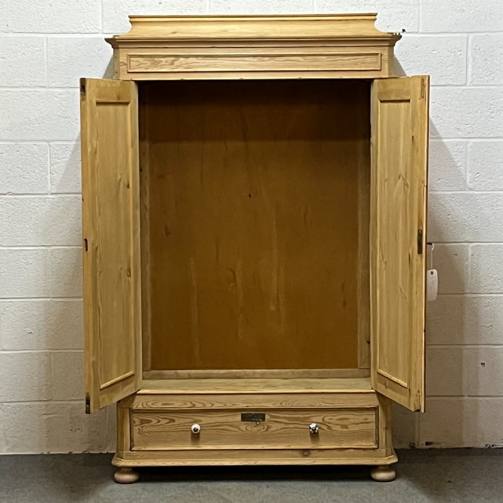 Tea Caddy Top Small Danish Antique Pine Wardrobe (Dismantles)  View II