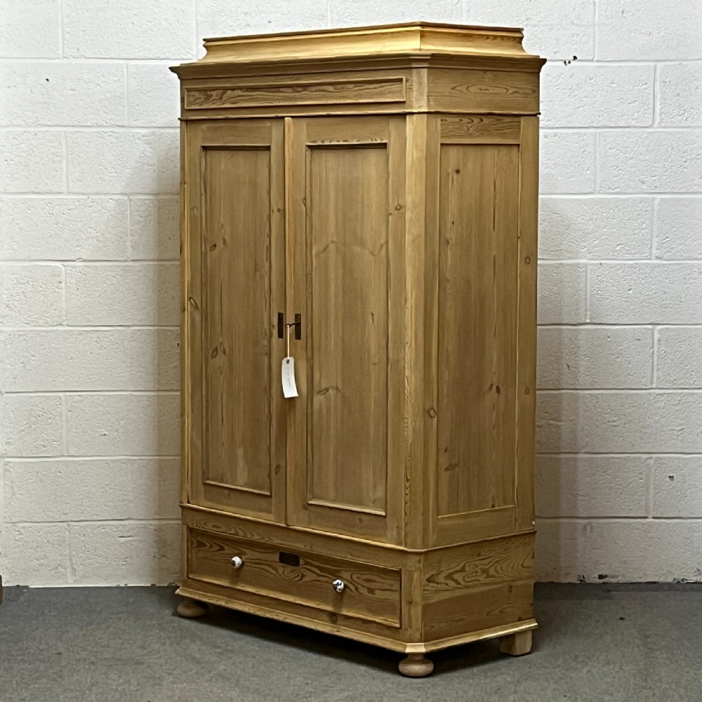 Tea Caddy Top Small Danish Antique Pine Wardrobe (Dismantles)  View III