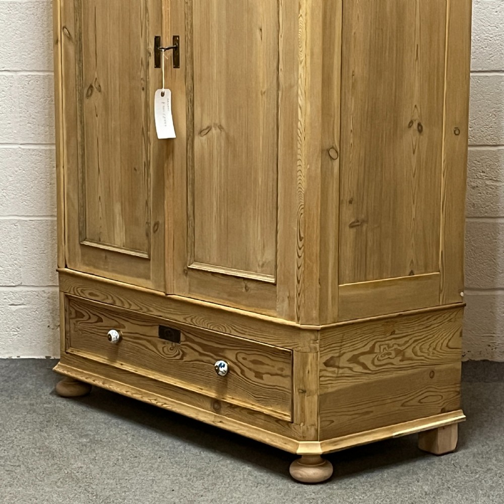 Tea Caddy Top Small Danish Antique Pine Wardrobe (Dismantles)  View VII