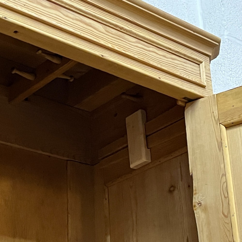 Tea Caddy Top Small Danish Antique Pine Wardrobe (Dismantles)  View XI