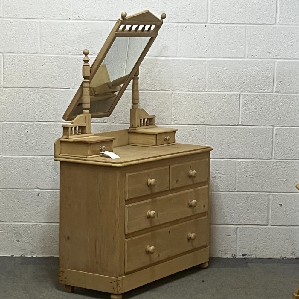 Victorian Pine Dressing Chest With Swivel Mirror View III