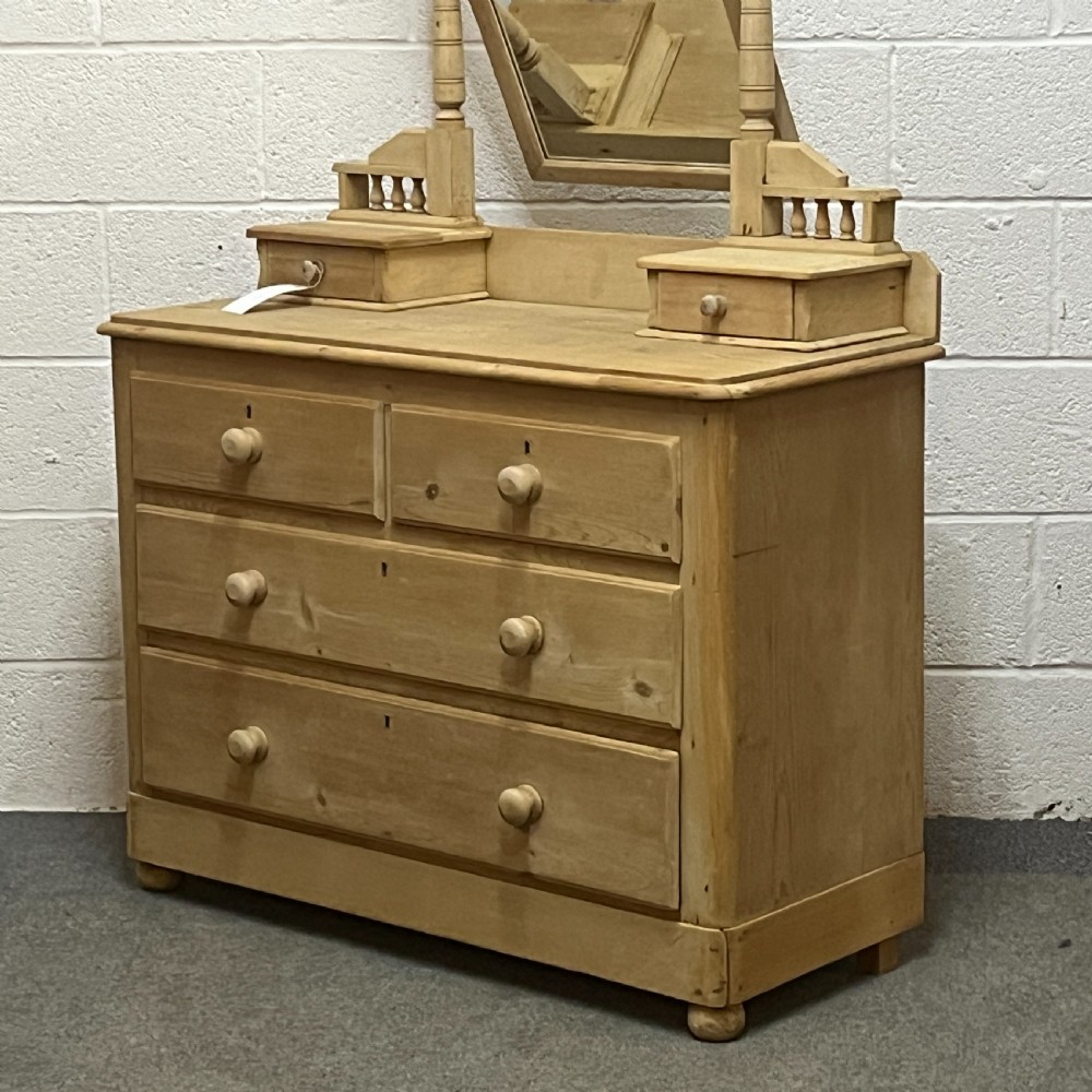 Victorian Pine Dressing Chest With Swivel Mirror View X
