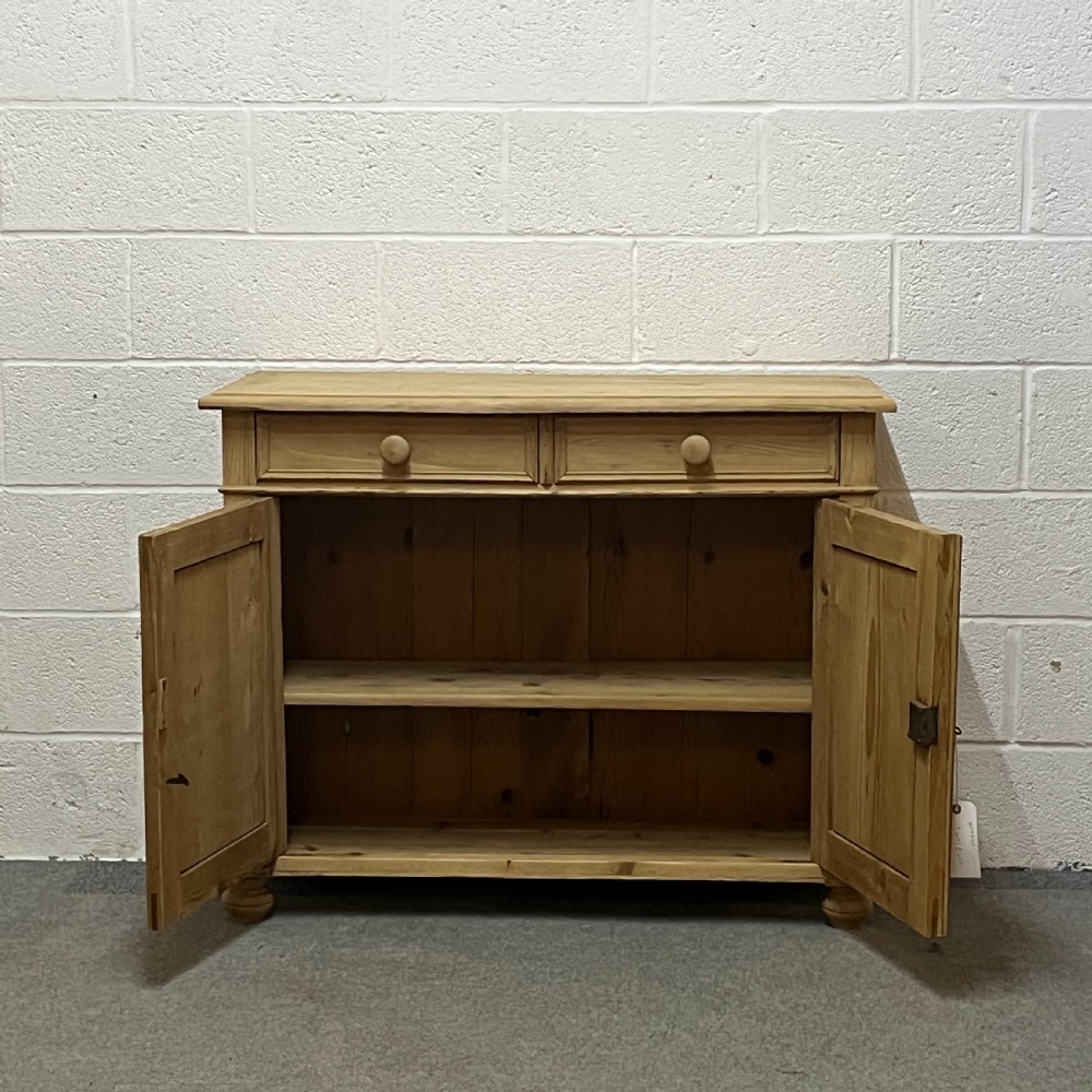 Antique Pine Cupboard With 2 Top Drawers View II