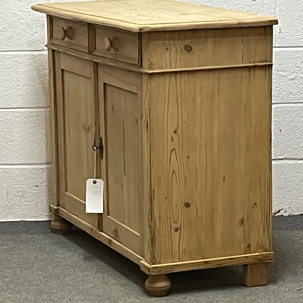 Antique Pine Cupboard With 2 Top Drawers View III