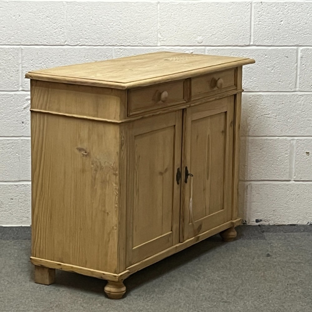 Antique Pine Cupboard With 2 Top Drawers View IV