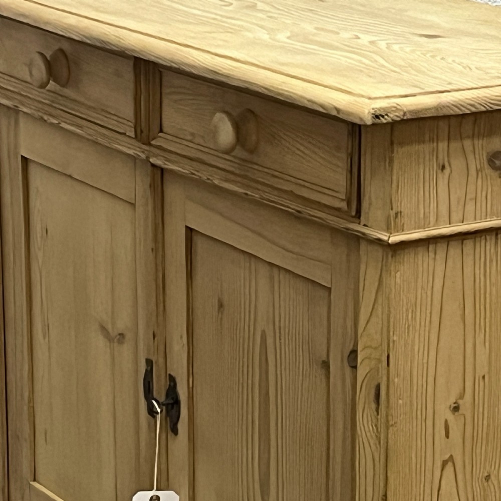 Antique Pine Cupboard With 2 Top Drawers View VI