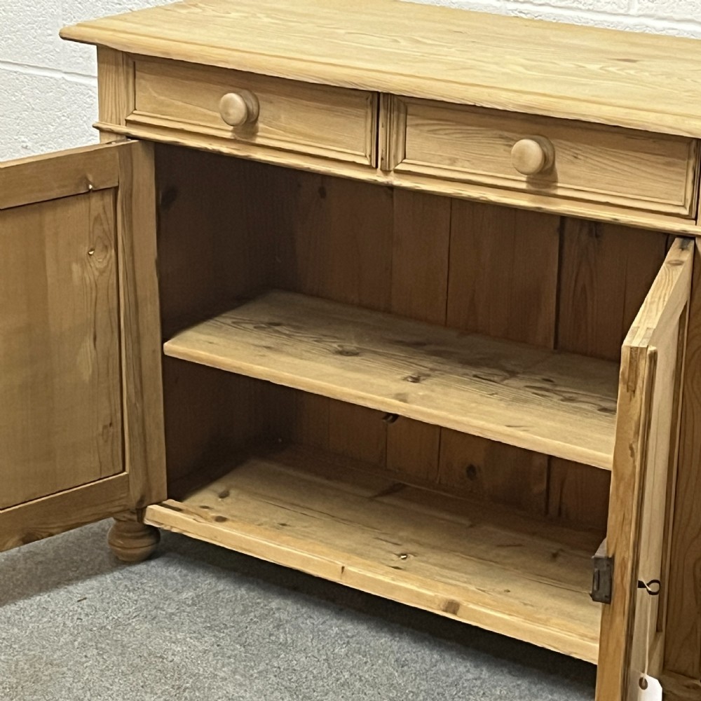 Antique Pine Cupboard With 2 Top Drawers View VII