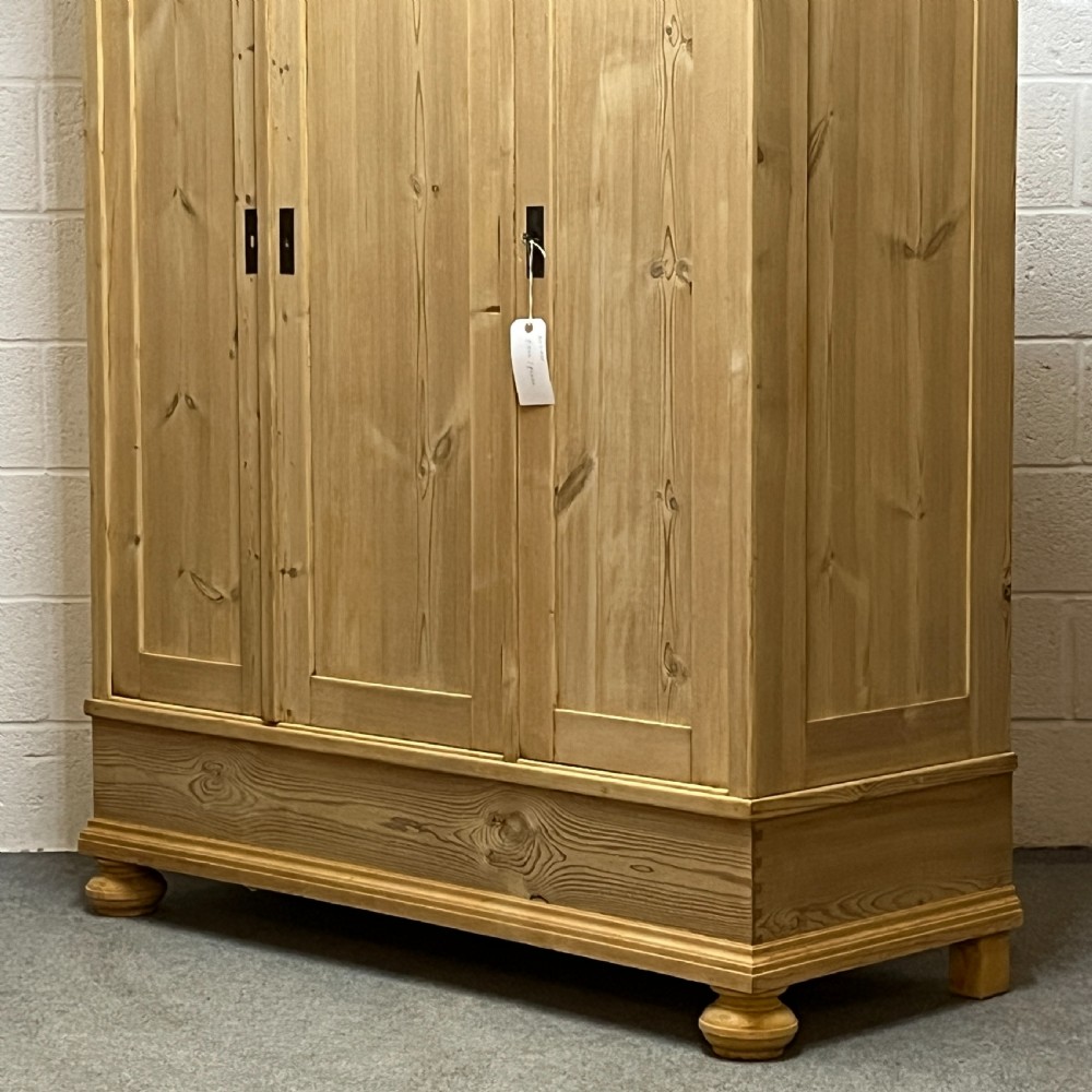 Antique Pine Triple Wardrobe (Dismantles) View VI