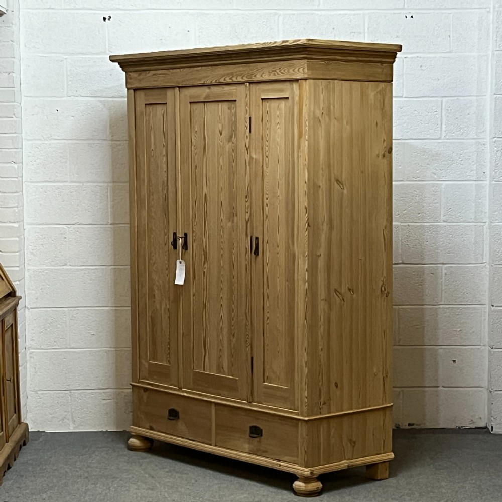 Small Triple 1930’s Pine Wardrobe Bottom Drawers (Dismantles) View V