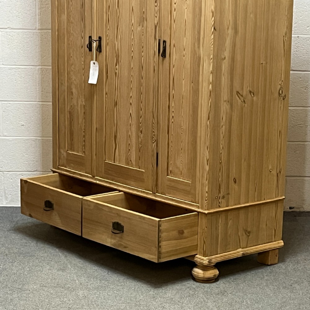 Small Triple 1930’s Pine Wardrobe Bottom Drawers (Dismantles) View IX