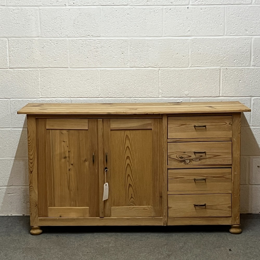Large Old Pine 2 Door Sideboard With Drawers