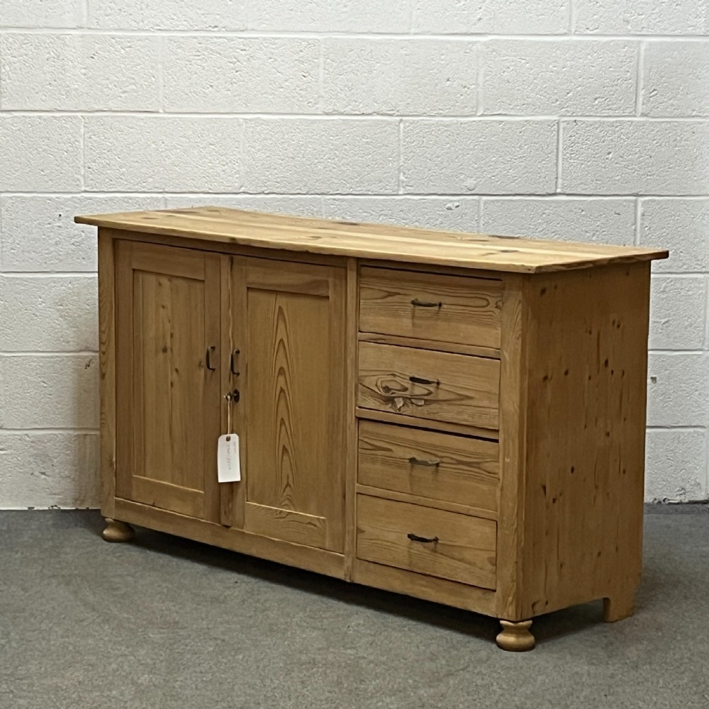 Large Old Pine 2 Door Sideboard With Drawers View V