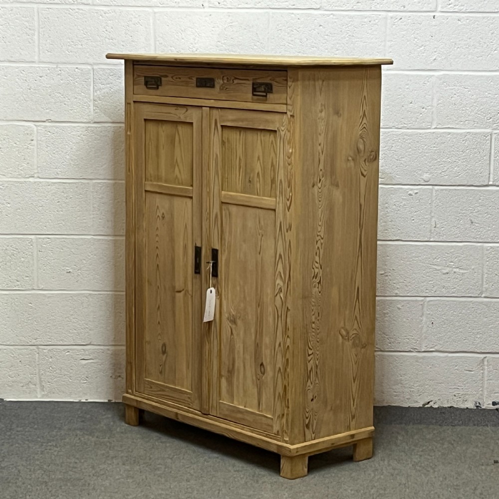 Tall Slim Antique Pine Cupboard WIth Top Drawer View II