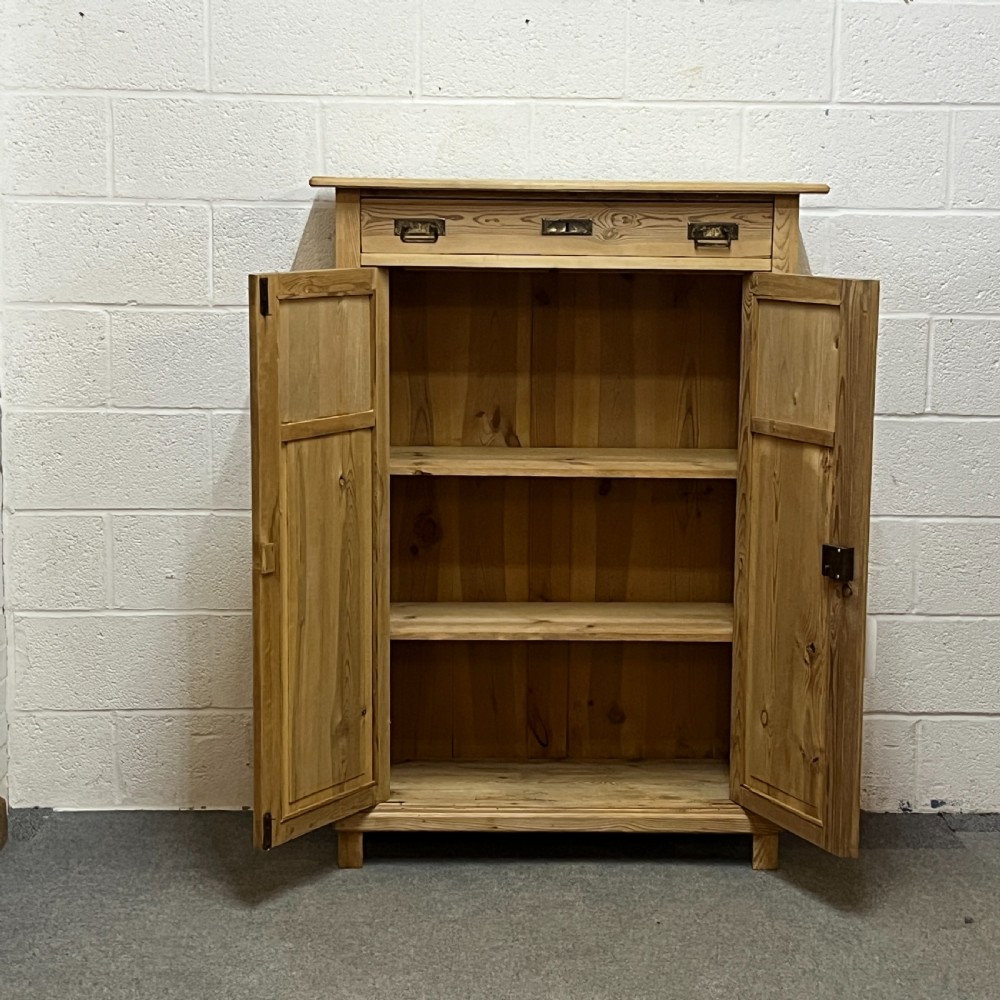 Tall Slim Antique Pine Cupboard WIth Top Drawer View III