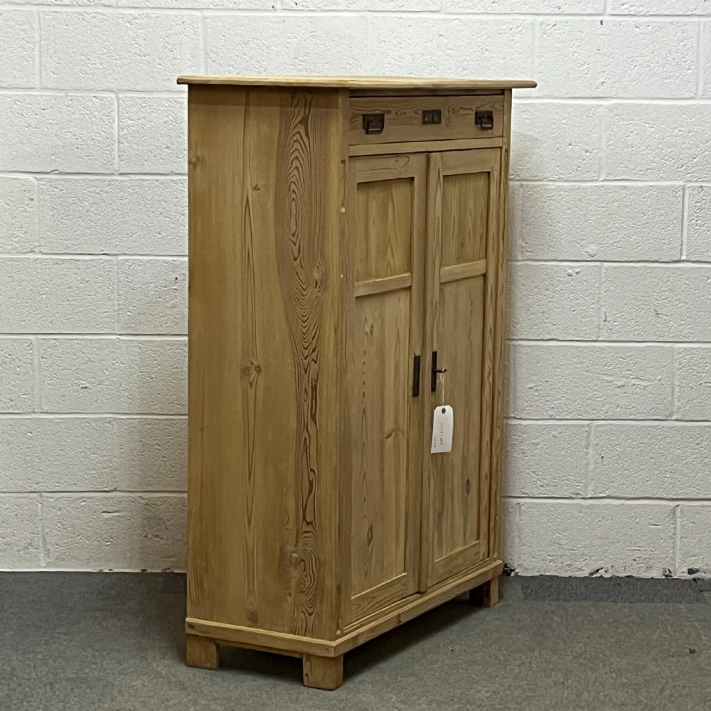 Tall Slim Antique Pine Cupboard WIth Top Drawer View IV