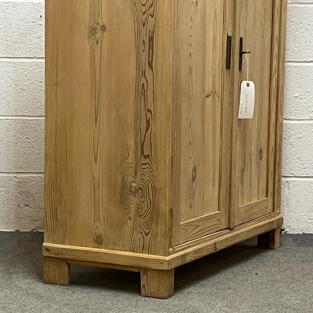 Tall Slim Antique Pine Cupboard WIth Top Drawer View V