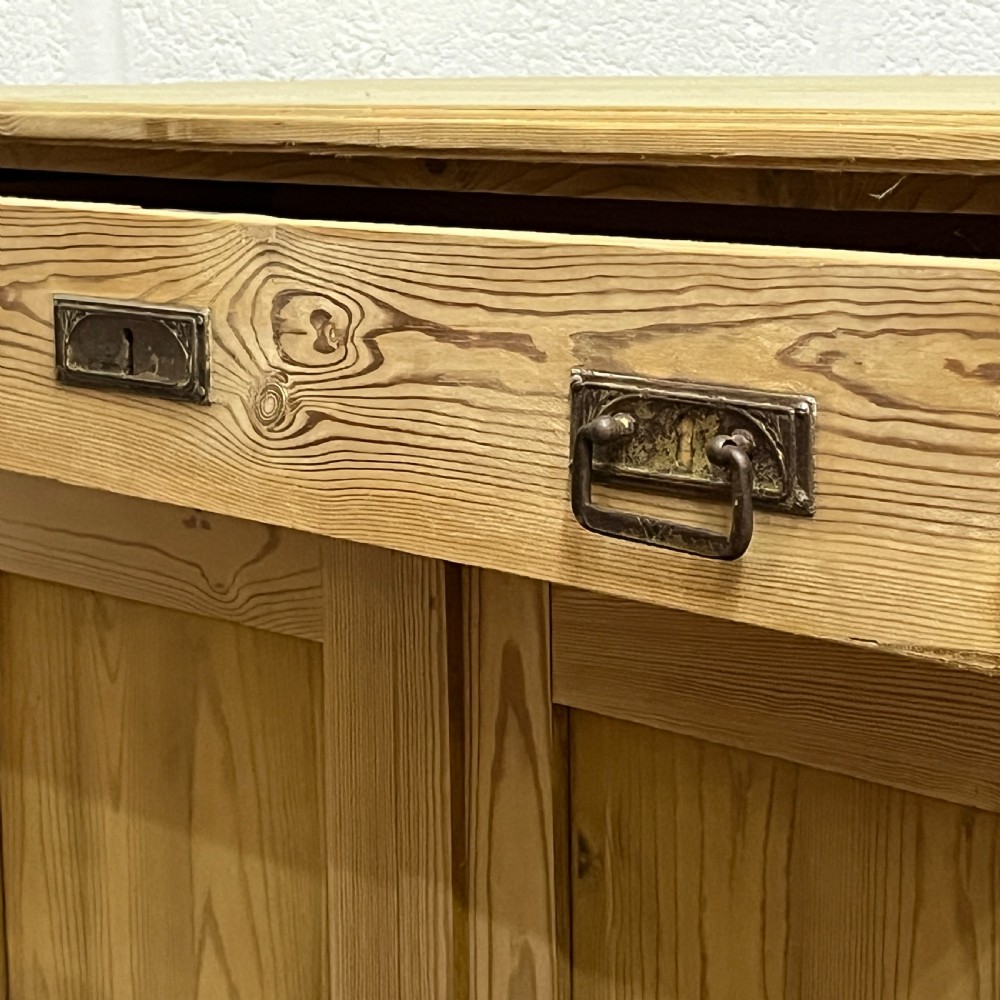 Tall Slim Antique Pine Cupboard WIth Top Drawer View VIII