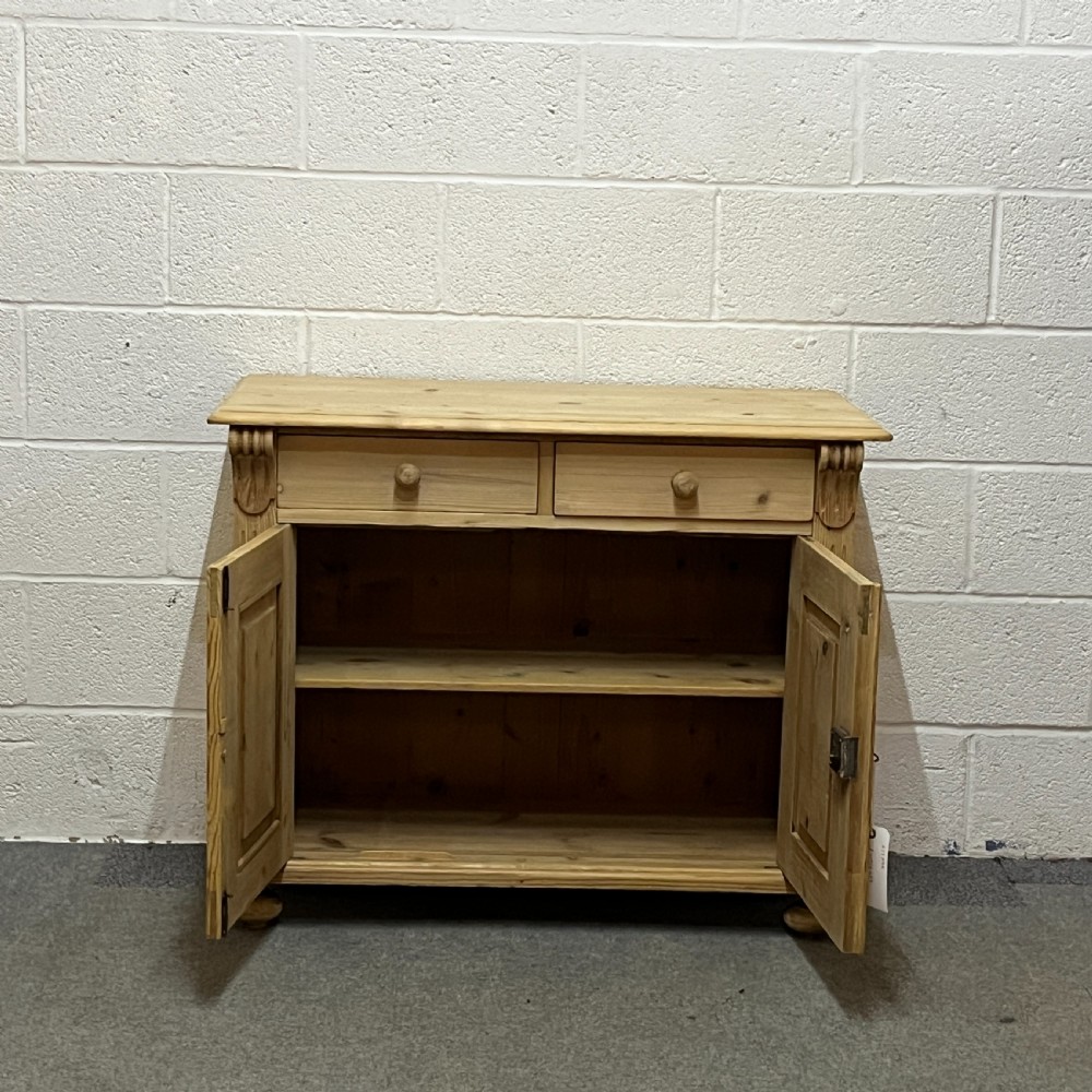Small Antique Pine 2 Door Dresser Base With Top Drawers View III