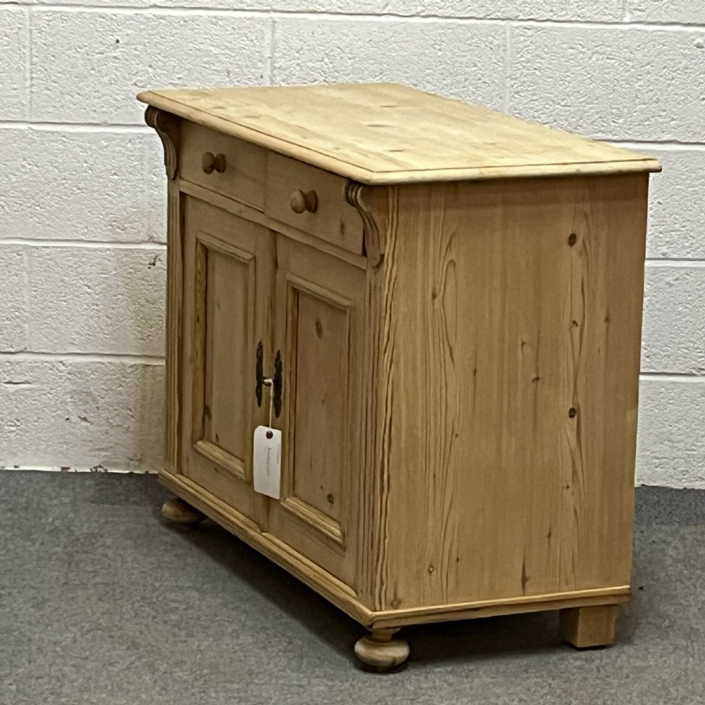 Small Antique Pine 2 Door Dresser Base With Top Drawers View IV