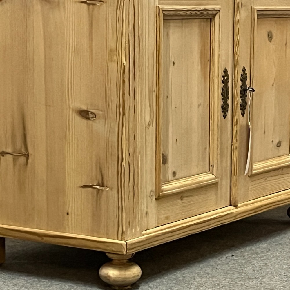 Small Antique Pine 2 Door Dresser Base With Top Drawers View V