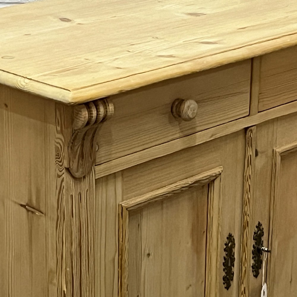 Small Antique Pine 2 Door Dresser Base With Top Drawers View VIII