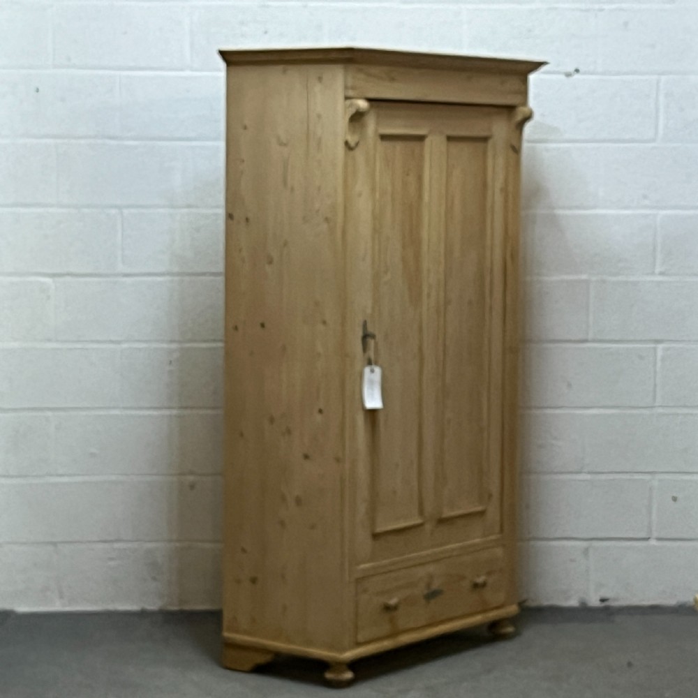 Tall Slim Antique Pine Children’s Wardrobe View III