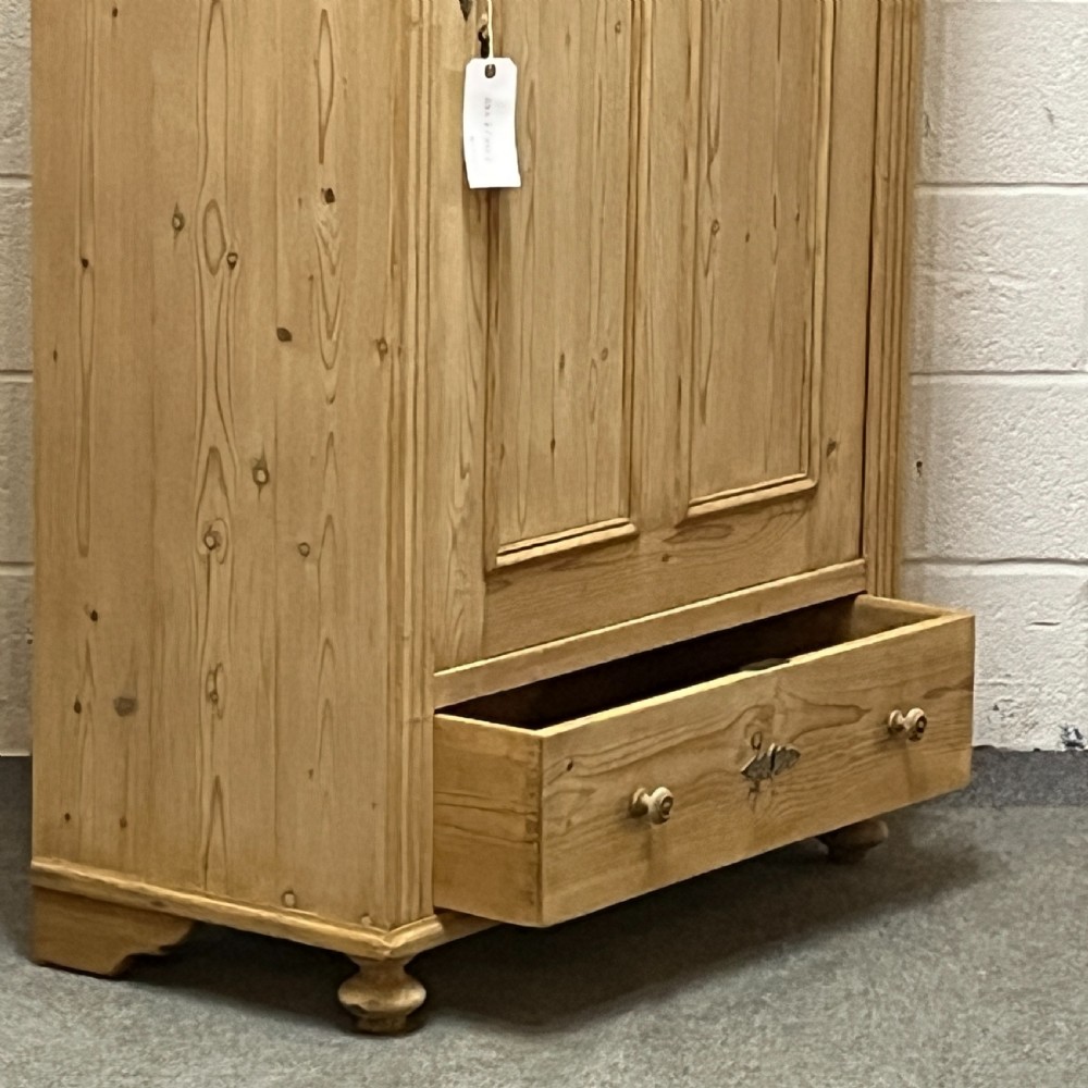 Tall Slim Antique Pine Children’s Wardrobe View V