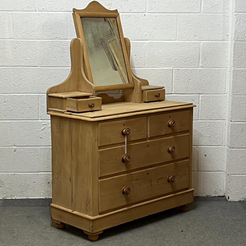 Large Edwardian Pine Dressing Chest With Swivel Mirror View II