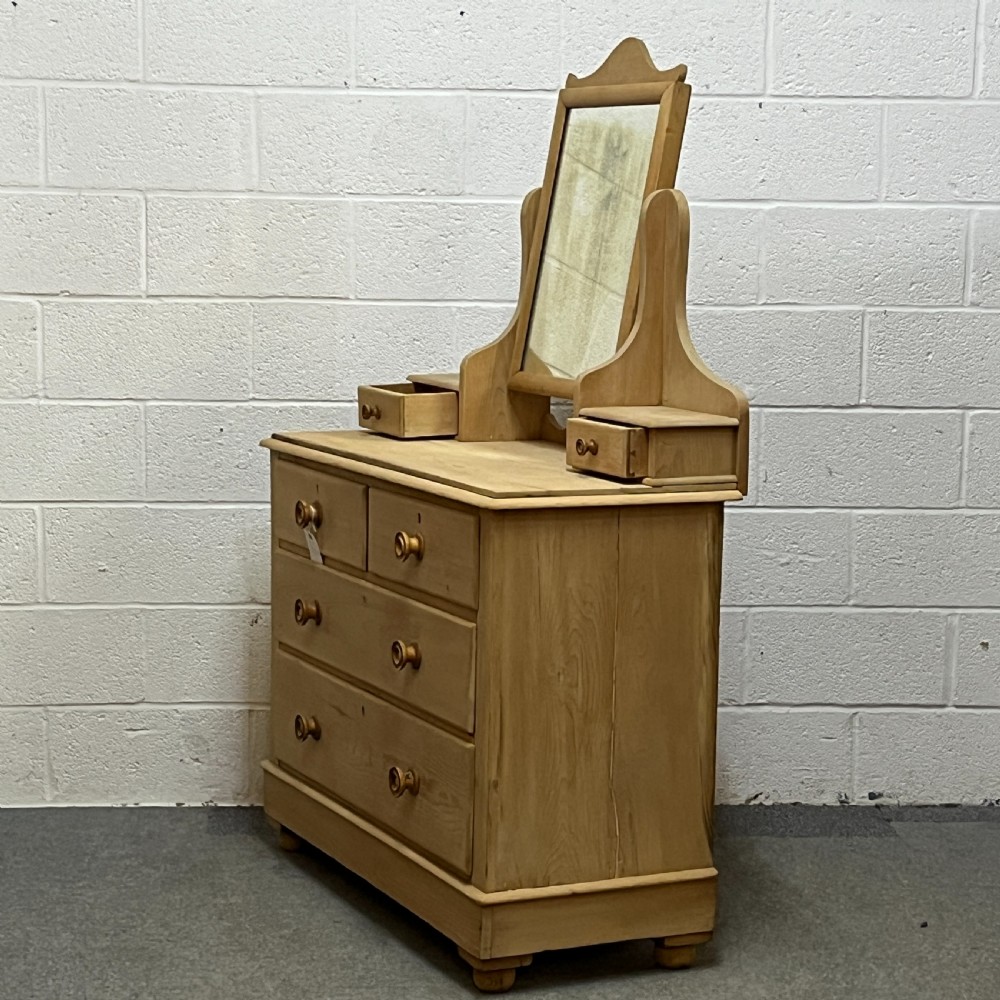 Large Edwardian Pine Dressing Chest With Swivel Mirror View III