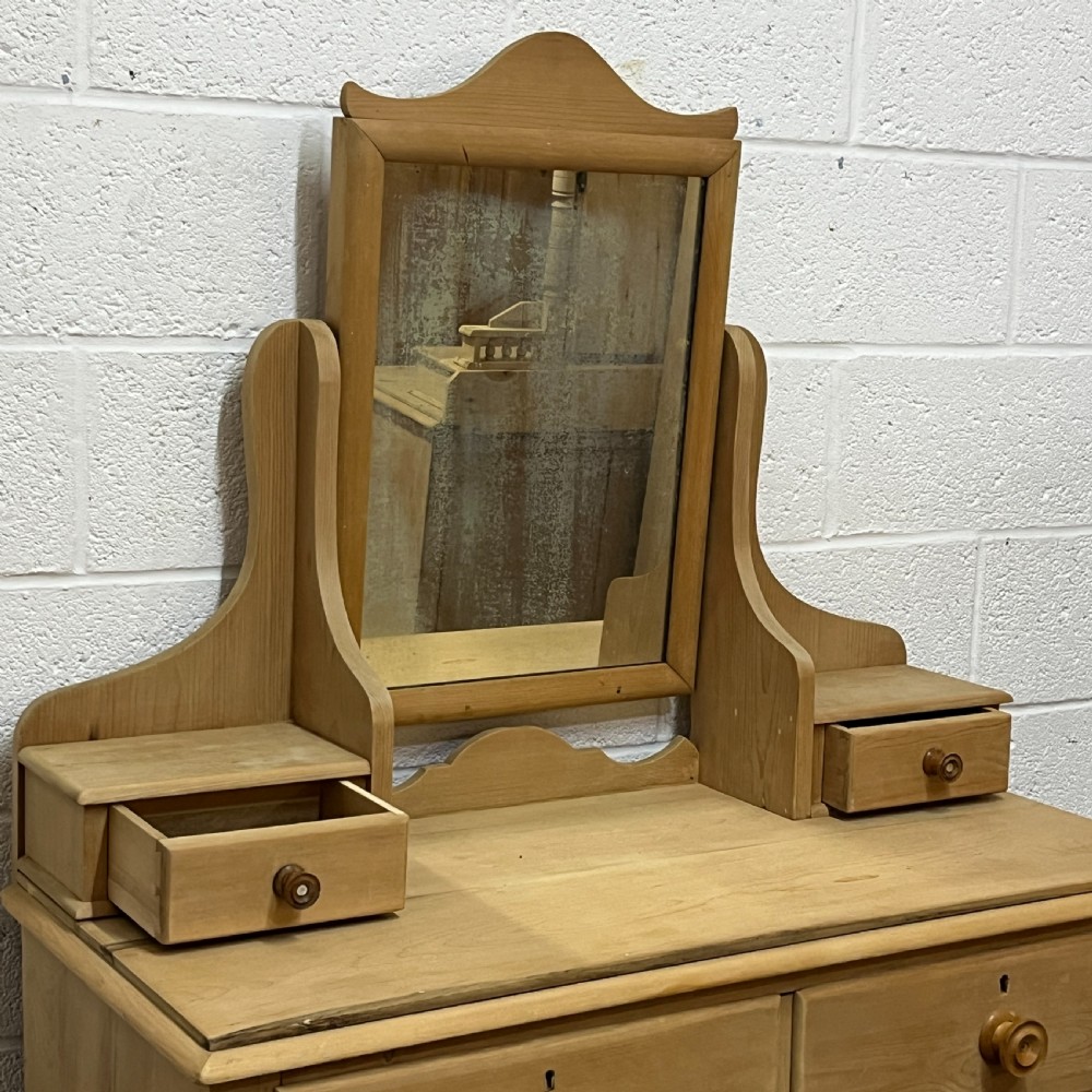 Large Edwardian Pine Dressing Chest With Swivel Mirror View IV