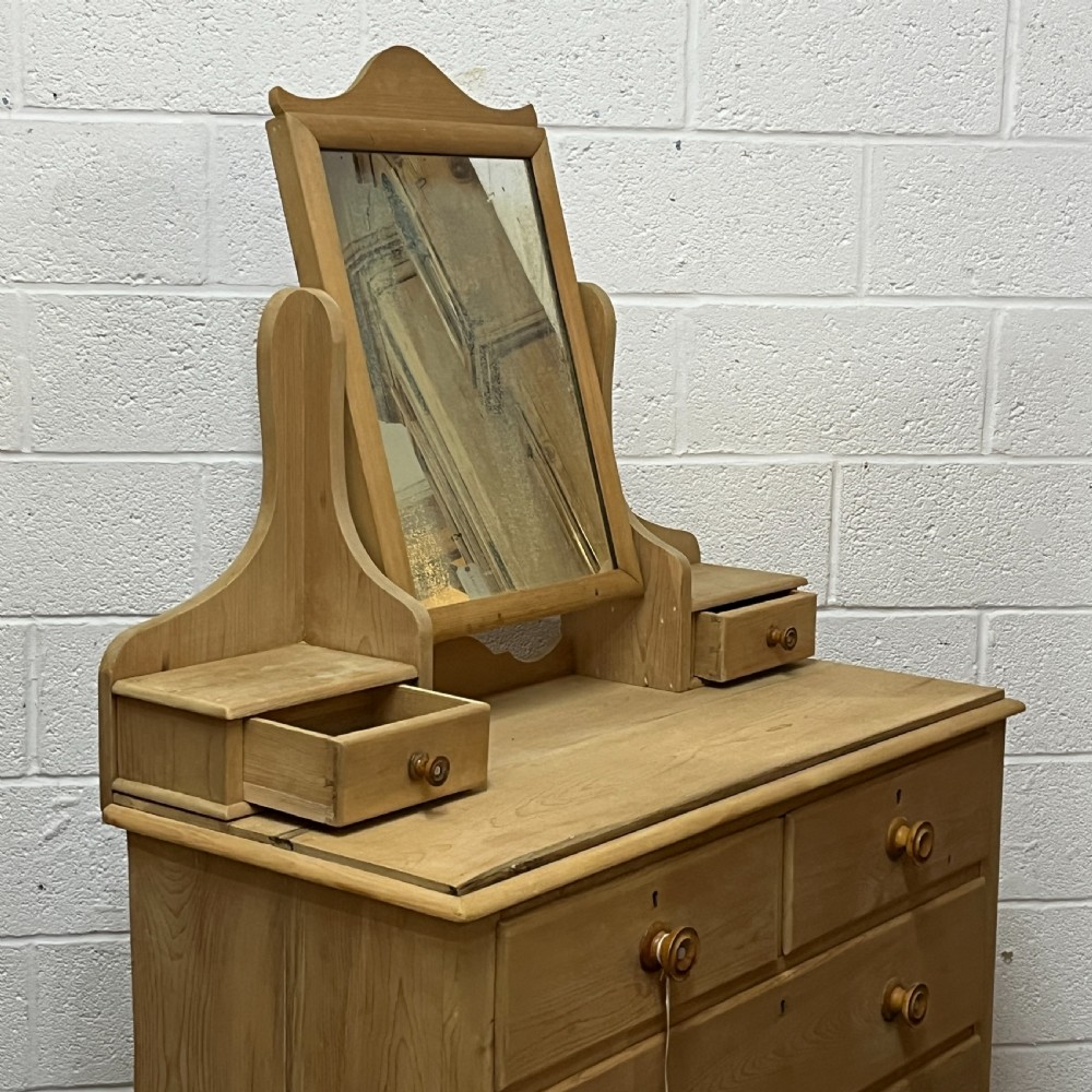 Large Edwardian Pine Dressing Chest With Swivel Mirror View V
